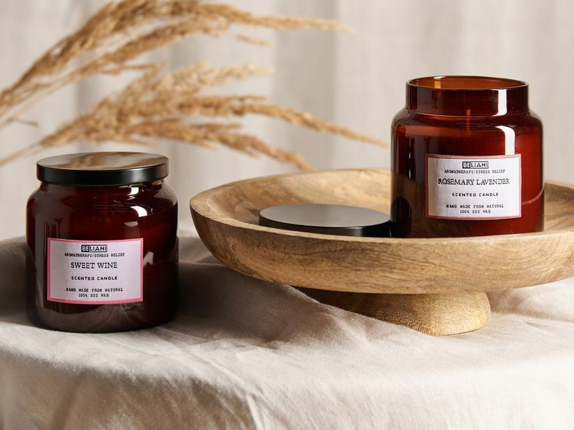 Sada 2 ks vonných sviečok sladké víno/rozmarín a levanduľa Arnfinn (hnedá)