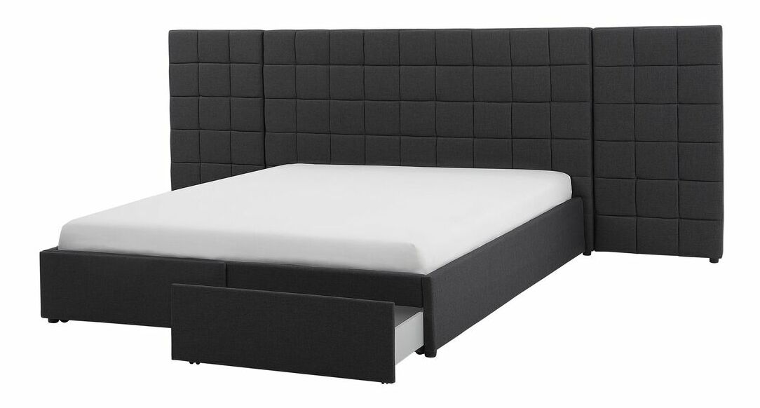 Manželská posteľ 180 cm MALI (s roštom a úl. priestorom) (sivá)