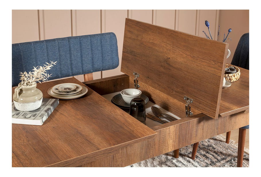 Blagovaonski set Vlasta 2 (orah + tamnoplava) (za 6 osoba)