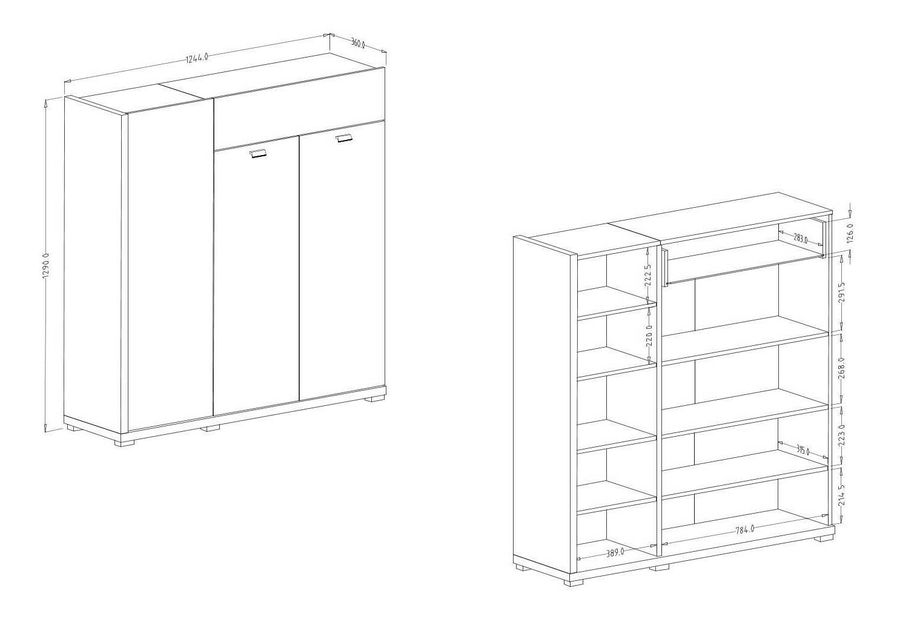 Komoda Laree Typ 76 (dub flagstaff + lesk biely)