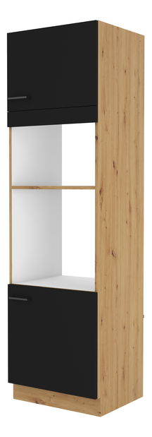 Potravinová kuchynská skrinka na rúru Miraluna (dub artisan + čierna matná)