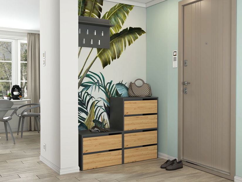 Botník (skrinka na topánky) Metido 1 (antracit + dub artisan)