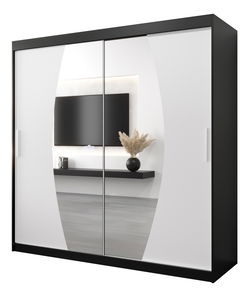 Ormar za garderobu 200 cm Eclipse (crna mat + bijela mat)