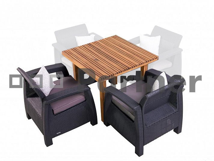 Záhradná zostava Leeds III. 1+2 (antracit) (um. Ratan)