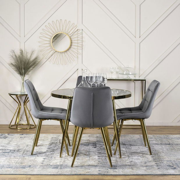 Masă sufragerie Tripulacion (marmură negru + auriu) (pentru 4 persoane)