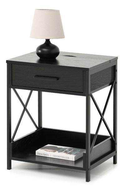 Noćni ormarić Torry (crno drvo + crna)