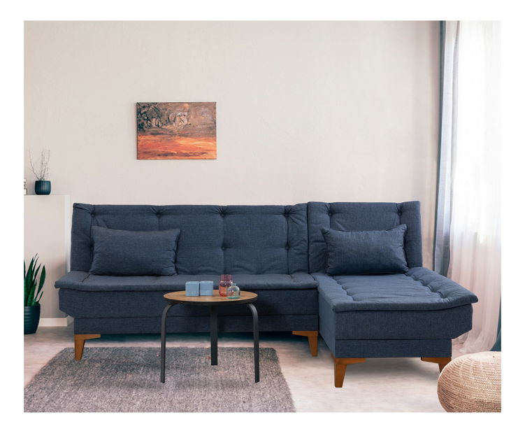 Kutna sofa na razvlačenje Syrma (tamnoplava)
