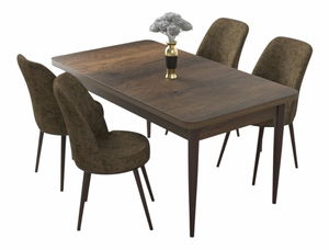 Jedálenský set Nilla (orech barokový + hnedá) (pre 4 osoby)