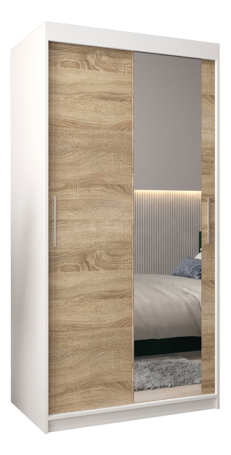 Ruhásszekrény 100 cm Toki 2 (matt fekete + sonoma tölgy)