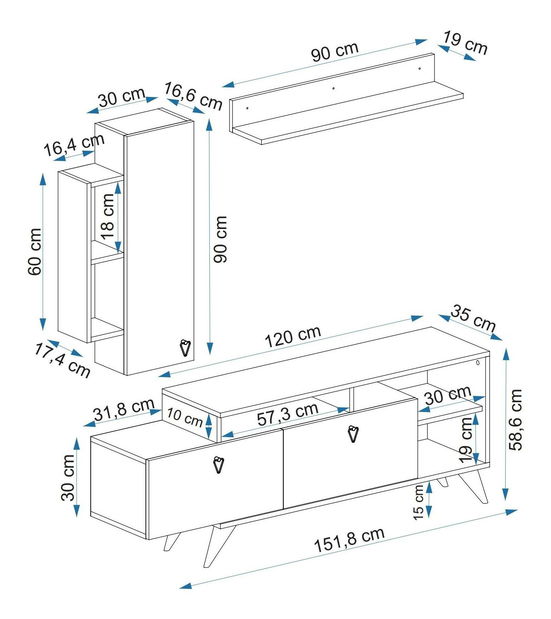 Mobilier living Kisamo 3 (alb) 