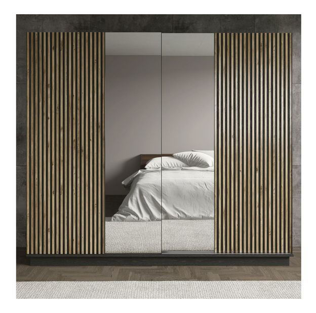 Dulap de haine Franc 80 (lemn negru + pin atlantic)