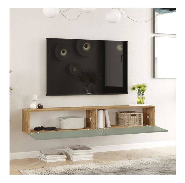 TV asztal/Szekrény France 8 (atlanti fenyő + zöld) 