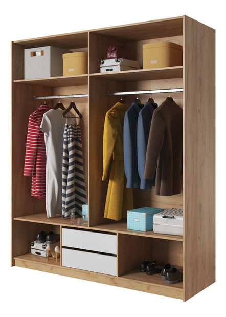 Šatníkova skriňa Xenos 185 (dub zlatý + biela)