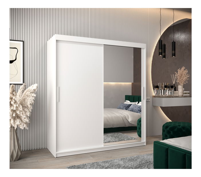 Ormar za garderobu 180 cm Toki 2 (bijela mat + bijela mat)