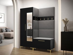 Mobilier hol Futura IX (negru + oțel gri)