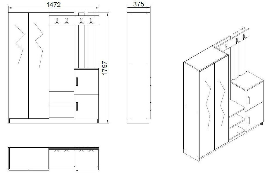 Set mobilier pentru hol Dustin 8 (Alb)