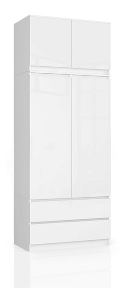 Šatníková skriňa Sagan (biely lesk )