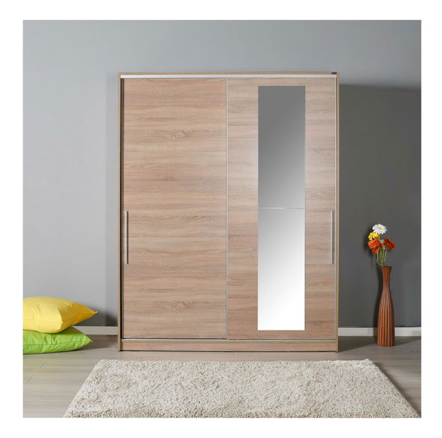 Ruhásszekrény tolóajtókkal Seworella 5 (tükörrel) (szonoma tölgy)