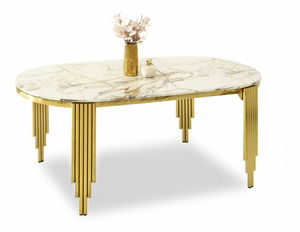 Jedálenský stôl Alimenticia (mramor + zlatá)