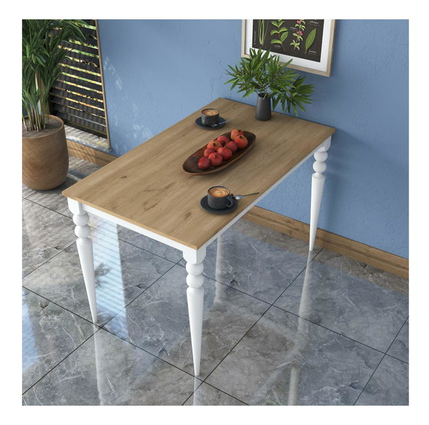 Masă sufragerie Jared 104 (pentru 2 persoane) (nuc + alb)