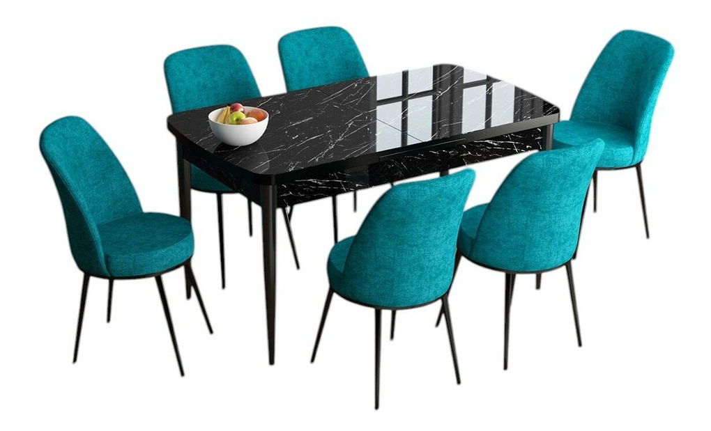 Jedálenský set Hana (orech barokový + zelená) (pre 6 osôb)