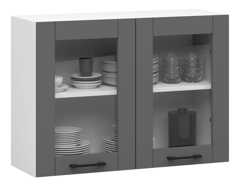 Gornja kuhinjska vitrina Organo 580 (bijela + grafit)