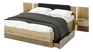 Manželská posteľ 180 cm Lewell (s čelným rámom) (s roštom a úl. priestorom) (dub artisan)