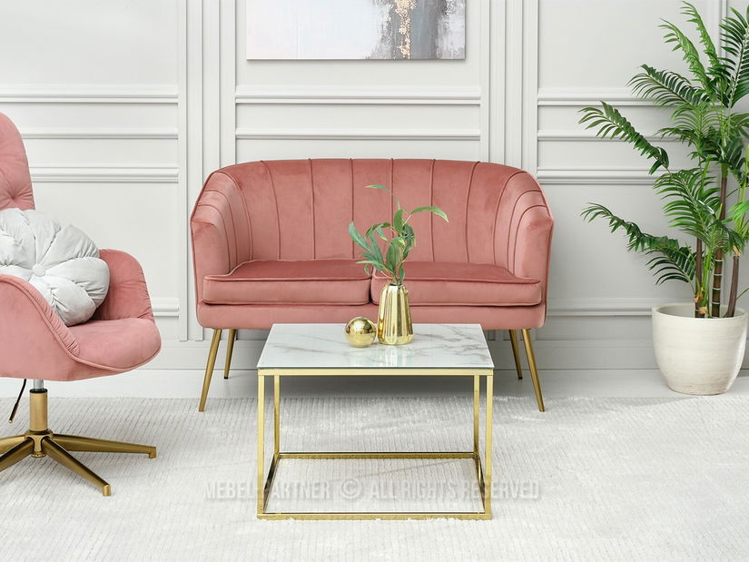 Konferenčný stolík Bella M (biely mramor + zlatá)