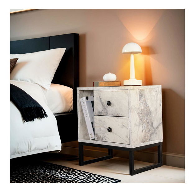 Noptieră Glimarolla (Marmură + negru)