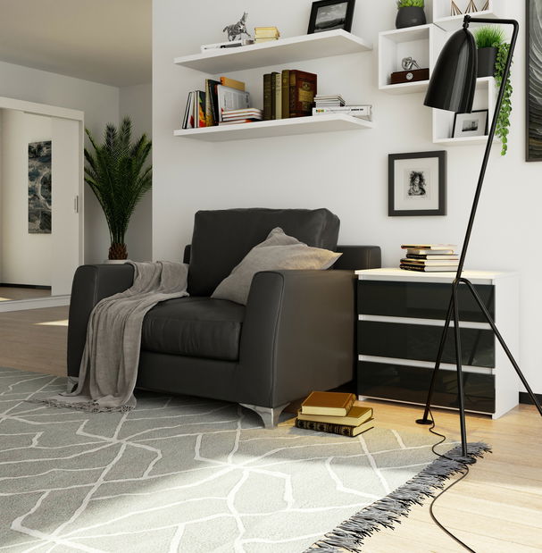 Noćni stolić Caelum (bijela + grafit sjaj)