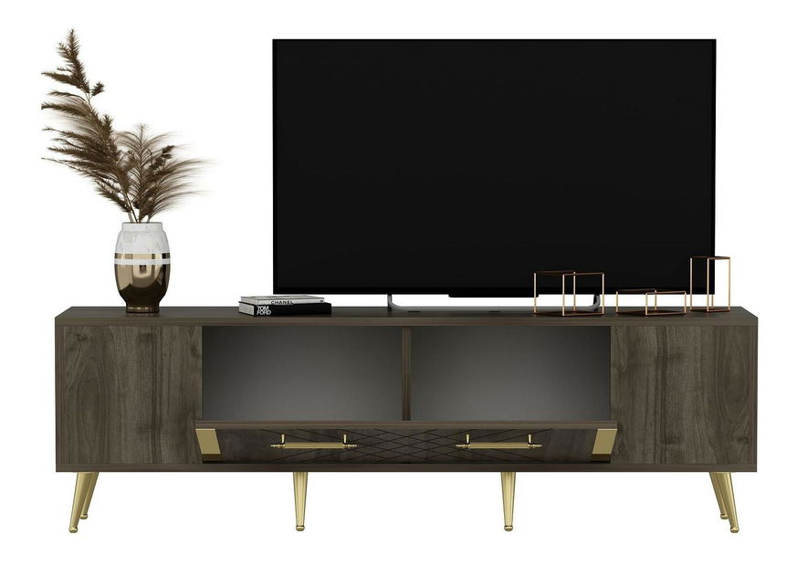 Masă TV/Dulap Tunini (Nuc + auriu) 