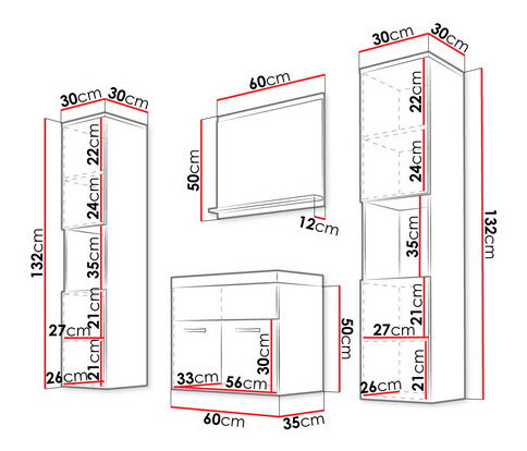 Fürdőszobabútor Florena XL (wotan tölgy + fehér fényes)