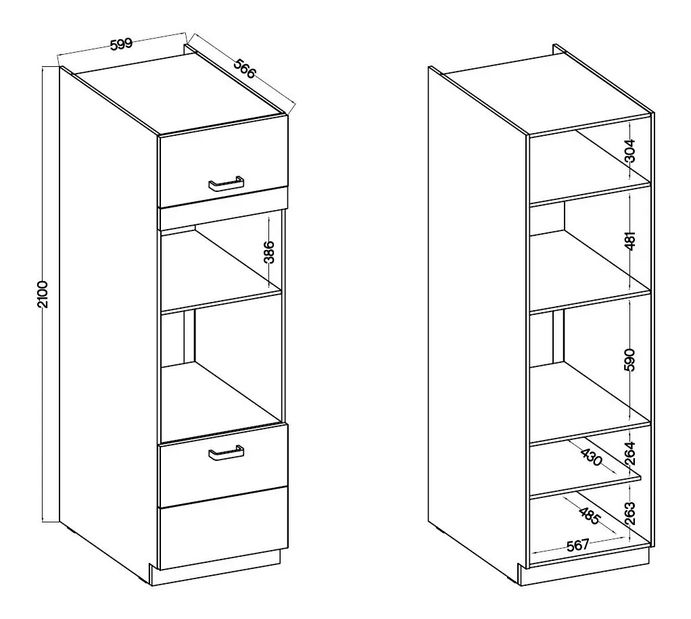 Élelmiszer szekrény Lucid 60 DPM 210 2F (dustgrey + fehér)