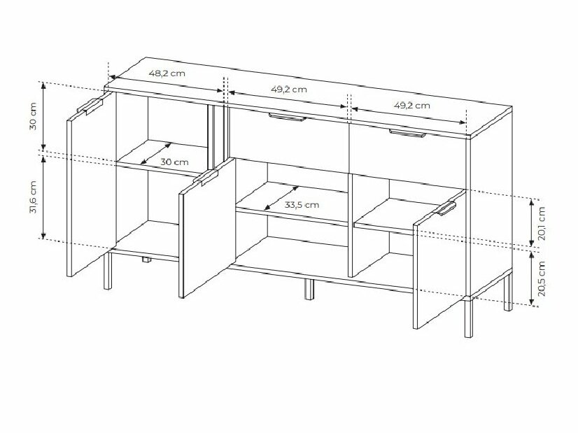 Komoda Lyran 3D2S (antracit + zlatna)