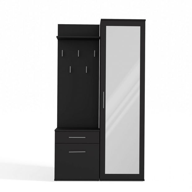 Set za predsoblje Dialogos 1 (crna) (s ogledalom)