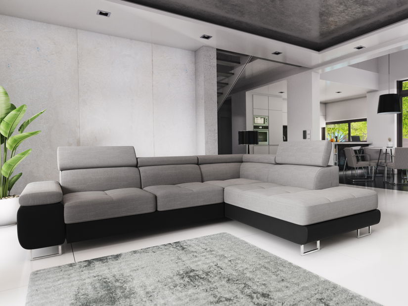 Rohová sedacia súprava Ascend L (sivá + čierna) (L)