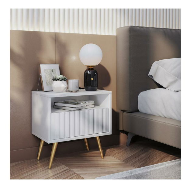 Éjjeliszekrény Biel B3 (fehér + arany)