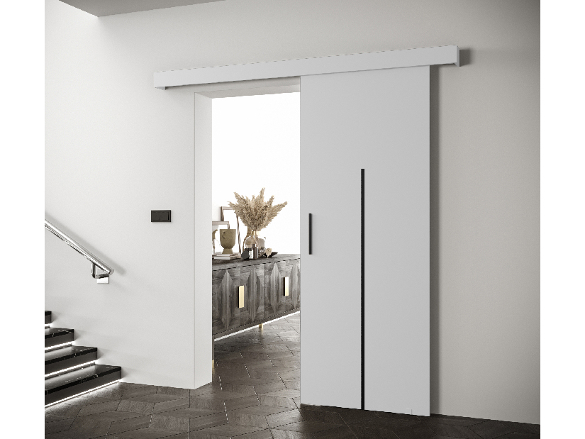 Posuvné dvere 90 cm Sharlene X (biela matná + biela matná + čierna)