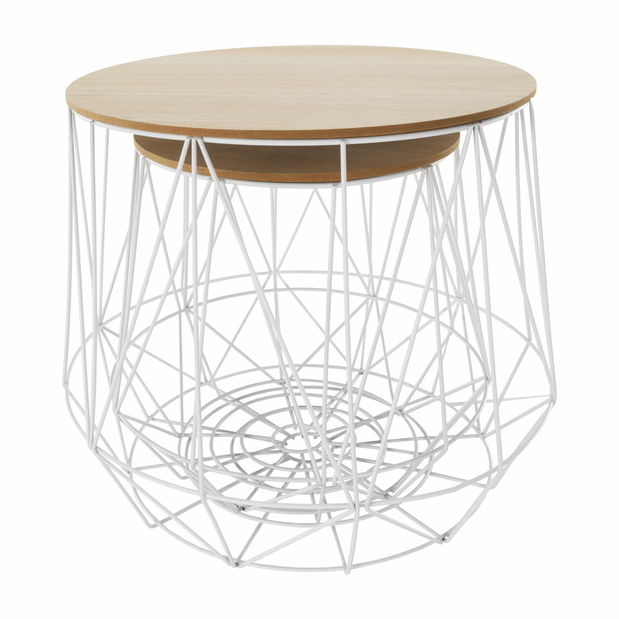 Set pomoćnih stolića 2 kom. Dalla (prirodna + bijela)