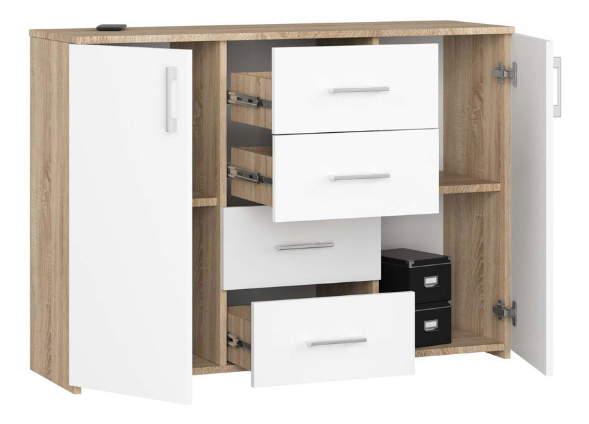 Comodă Kiran (Stejar sonoma + Alb)