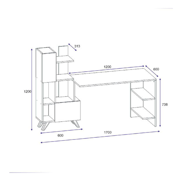 PC asztal Duvopu (fehér) 