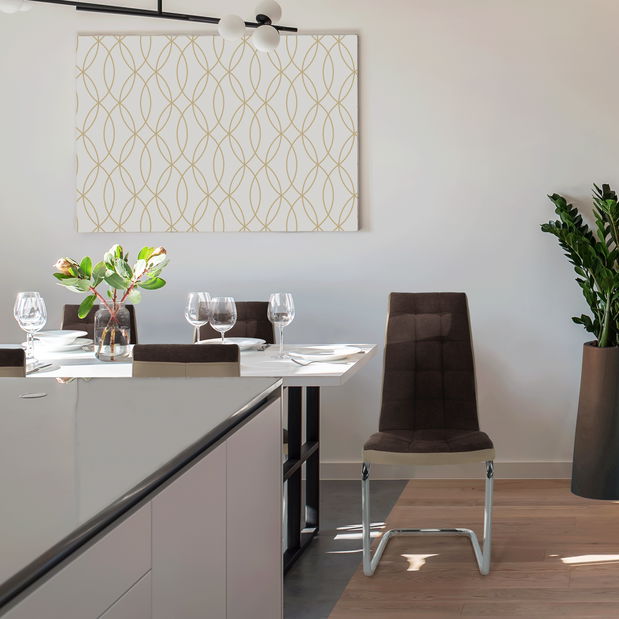 Scaun de sufragerie Santa new (maro + bej + Crom)