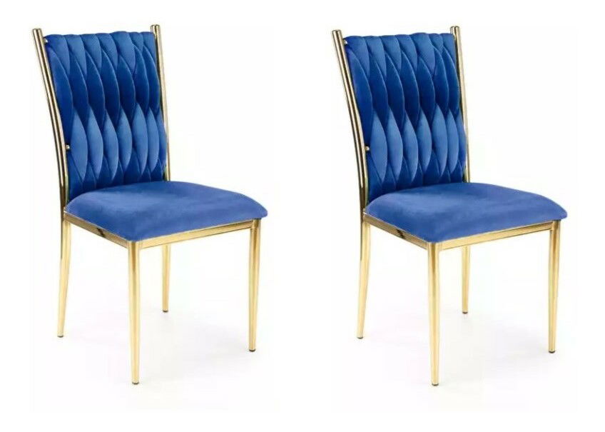 Set 2 buc. scaune de sufragerie Kimiko (albastru închis + auriu) *vânzare stoc