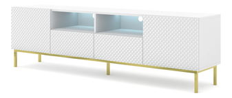 TV skrinka/stolík CCK 4D 200 Rowanna (biela lesklá + zlatá)