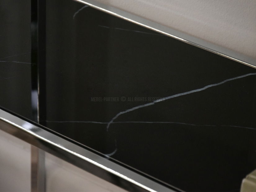 Măsuță consolă Bella Kons Bis (marmură negru + crom)