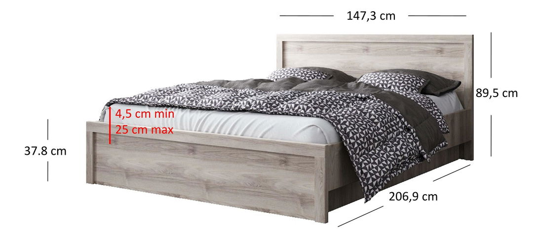 Bračni krevet 140 cm Japon (kesten nairobi) (s podnicom) (s prostorom za odlaganje)