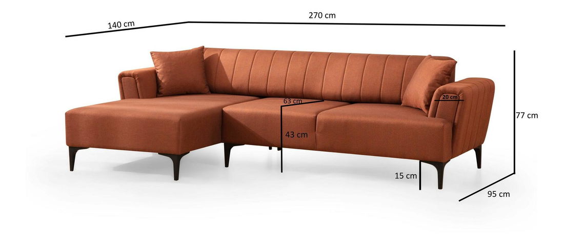 Kutna garnitura Hamletta (L) (cigla + crna)