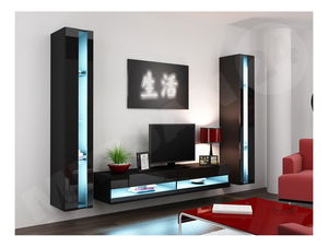 Namještaj za dnevni boravak Ziggy III (crna + crni sjaj)