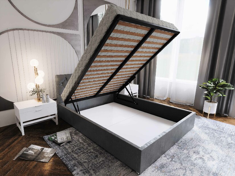 Manželská posteľ 160 cm Kerry (hnedá) (s roštom a úložným priestorom)