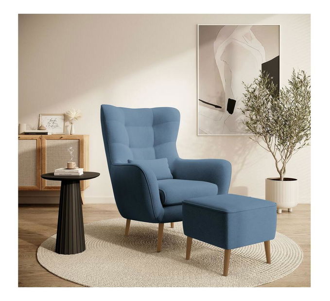 Fotel lábtartóval Veneza VZ1 (kék + fekete)